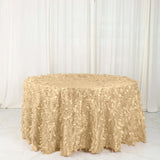 132inch Champagne Leaf Petal Taffeta Round Tablecloth