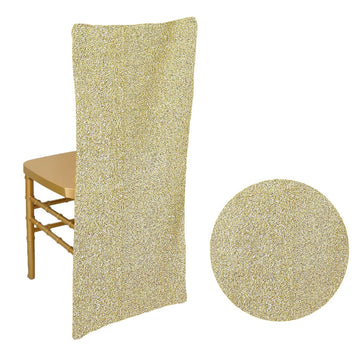 Champagne Metallic Shimmer Tinsel Spandex Stretch Chair Slipcover