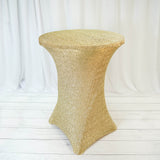 Champagne Metallic Shimmer Tinsel Spandex Cocktail Table Cover