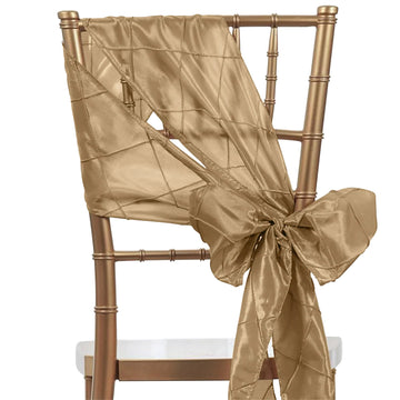 5 Pack | 7"x106" Champagne Pintuck Chair Sashes