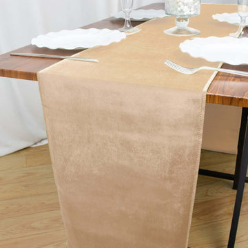 12"x108" Champagne Premium Velvet Table Runner