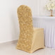 Champagne Satin Rosette Spandex Stretch Banquet Chair Cover, Fitted Slip On Chair Cover