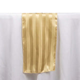 12x108inch Champagne Satin Stripe Table Runner, Elegant Tablecloth Runner