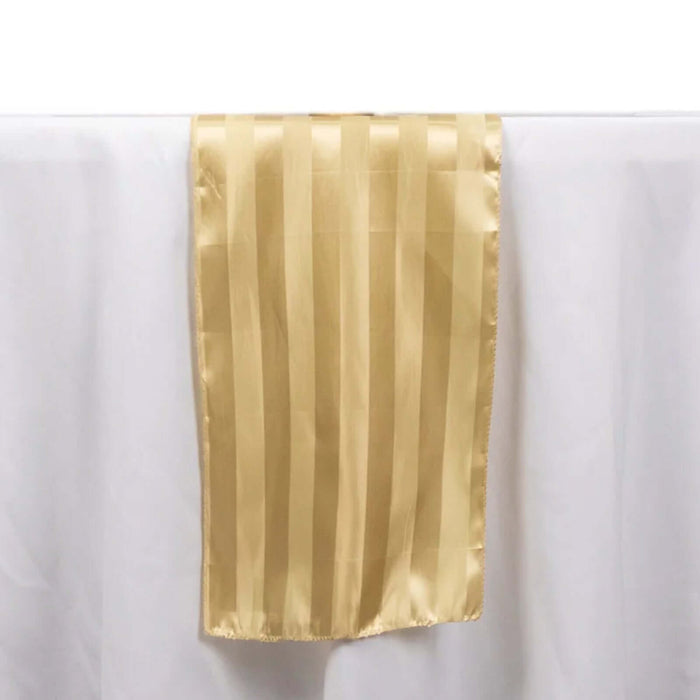 12x108inch Champagne Satin Stripe Table Runner, Elegant Tablecloth Runner