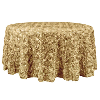 Create a Luxurious Atmosphere with Champagne Seamless Grandiose Rosette 3D Satin Round Tablecloth