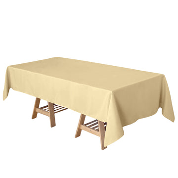 60"x102" Champagne Seamless Polyester Rectangular Tablecloth