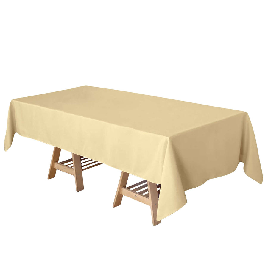 60"x102" Champagne Polyester Rectangular Tablecloth