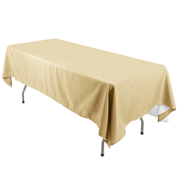 60"x126" Champagne Seamless Polyester Rectangular Tablecloth