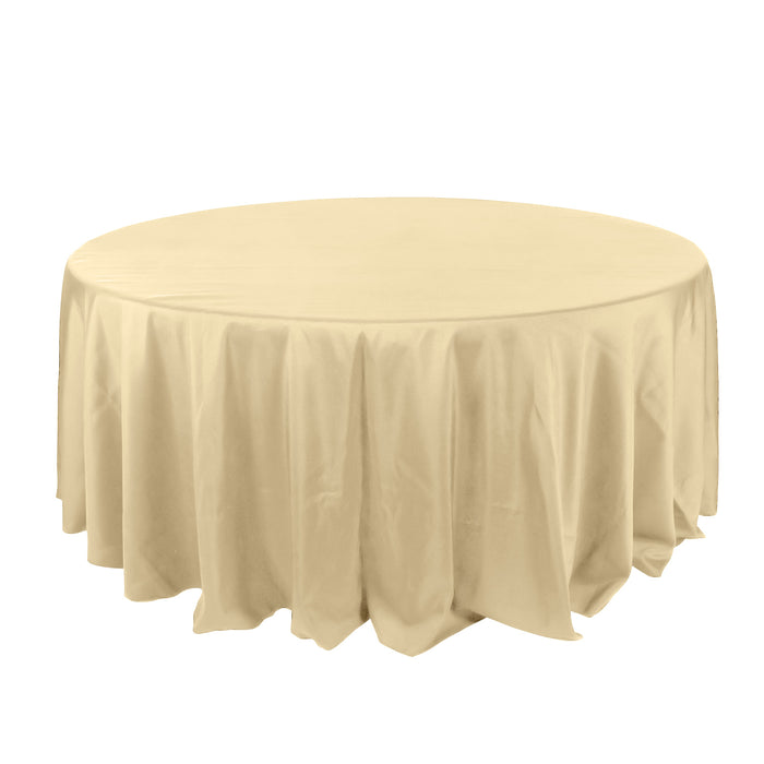 132Inch Champagne Seamless Polyester Round Tablecloth
