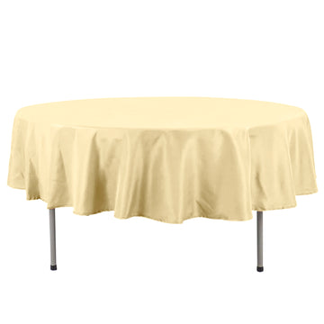90" Champagne Seamless Premium Polyester Round Tablecloth - 220GSM