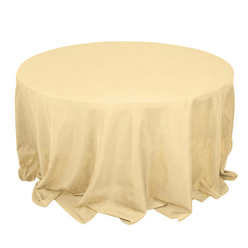 132" Champagne Seamless Premium Polyester Round Tablecloth - 220GSM