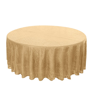 108" Champagne Seamless Premium Sequin Round Tablecloth