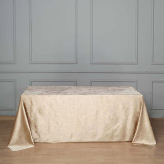 Make a Statement with the Champagne Velvet Tablecloth