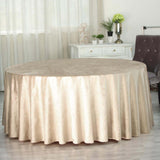 120inch Champagne Seamless Premium Velvet Round Tablecloth, Reusable Linen