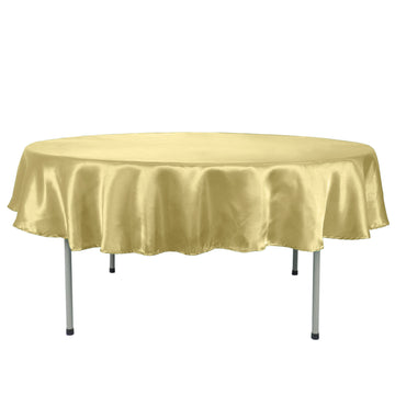 90" Champagne Seamless Satin Round Tablecloth