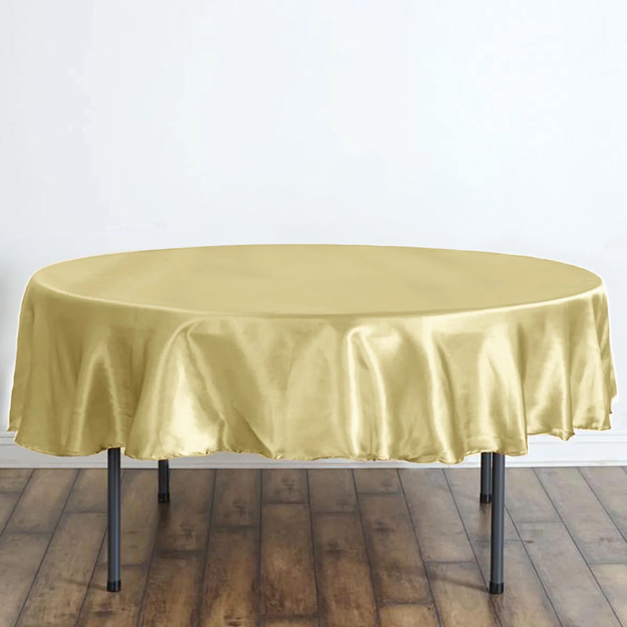 90inch Champagne Satin Round Tablecloth