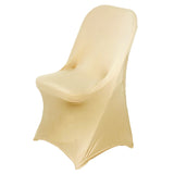 Champagne Spandex Stretch Fitted Folding Slip On Chair Cover - 160 GSM