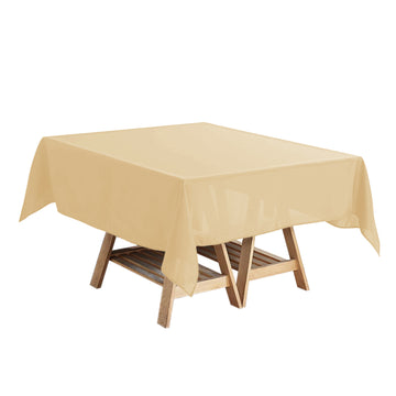 Champagne Polyester Square Tablecloth, 54"x54" Table Overlay