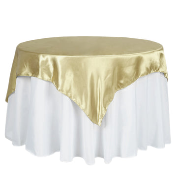 60"x60" Champagne Square Smooth Satin Table Overlay
