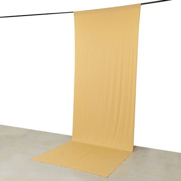 Champagne 4-Way Stretch Spandex Backdrop Curtain with Rod Pockets, Wrinkle Resistant Drapery Panel - 5ftx14ft