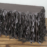 17FT Charcoal Grey Curly Willow Taffeta Table Skirt