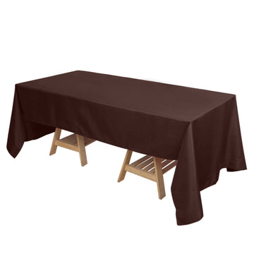 72"x120" Chocolate Seamless Polyester Rectangle Tablecloth, Reusable Linen Tablecloth