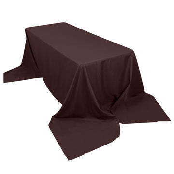 90"x156" Chocolate Seamless Polyester Rectangular Tablecloth for 8 Foot Table With Floor-Length Drop
