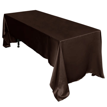 60"x126" Chocolate Seamless Satin Rectangular Tablecloth
