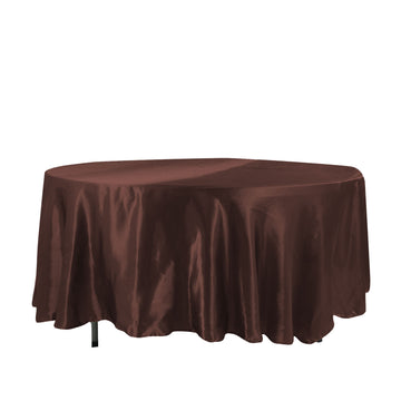 108" Chocolate Seamless Satin Round Tablecloth