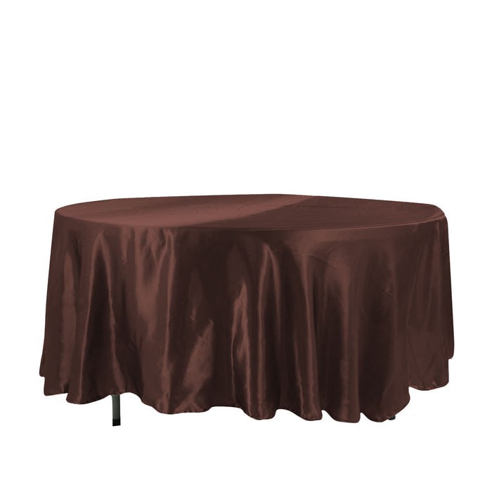 108 inch Chocolate Satin Round Tablecloth