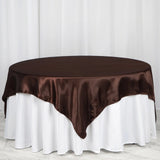 72" x 72" Chocolate Seamless Satin Square Tablecloth Overlay