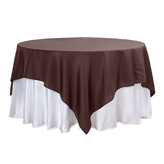 Add Elegance to Your Event with the 90"x90" Chocolate Seamless Square Polyester Table Overlay