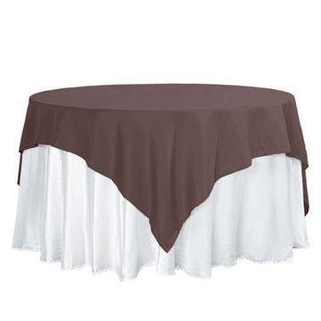 70"x70" Chocolate Square Seamless Polyester Table Overlay