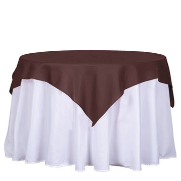 54"x54" Chocolate Square Seamless Polyester Table Overlay