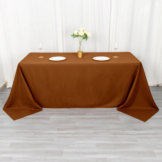 Upgrade Your Event Decor with the Cinnamon Brown Polyester Tablecloth