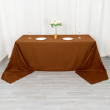 90x156inch Cinnamon Brown Seamless Polyester Rectangular Tablecloth