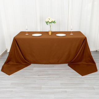 Upgrade Your Event with the Cinnamon Brown Polyester Rectangular Tablecloth