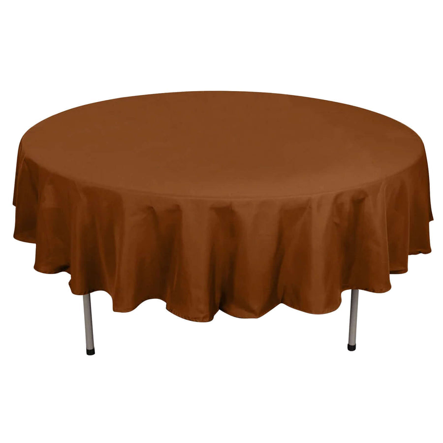 90inch Cinnamon Brown Seamless Polyester Round Tablecloth