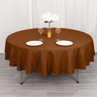 Upgrade Your Event Decor with the Cinnamon Brown Round Tablecloth