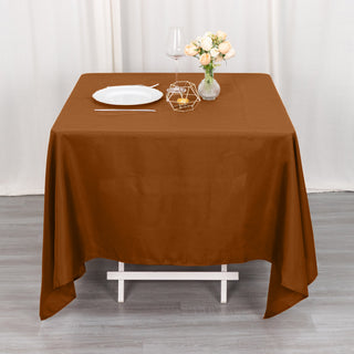 Elevate Your Event with the Cinnamon Brown Polyester Tablecloth