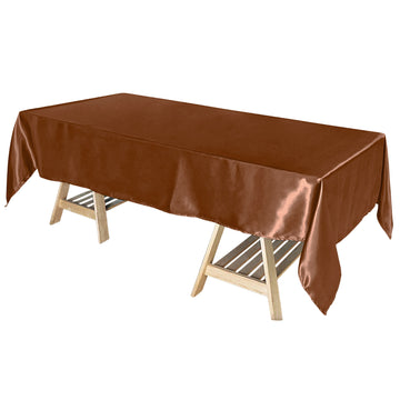 60"x102" Cinnamon Brown Seamless Smooth Satin Rectangular Tablecloth