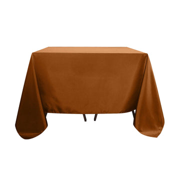 Cinnamon Brown Polyester Square Tablecloth 90"x90"