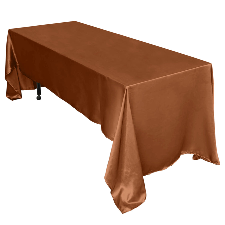 60x126inch Cinnamon Brown Smooth Seamless Satin Rectangular Tablecloth