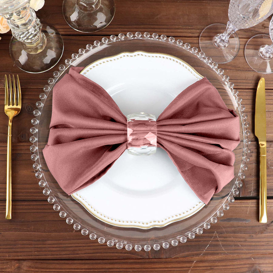 5 Pack | Cinnamon Rose Polyester Cloth Napkins, Reusable Dinner Napkins