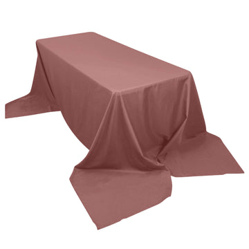 90"x156" Cinnamon Rose Seamless Polyester Rectangular Tablecloth for 8 Foot Table With Floor-Length Drop