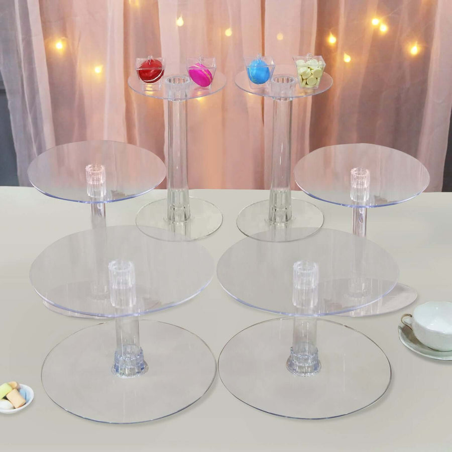 7-Tier Clear Acrylic Cake Stand Set, Cupcake Holder Dessert Pedestals