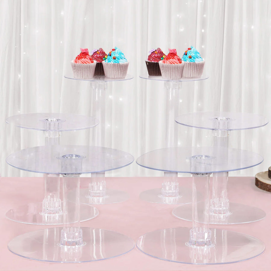 7-Tier Clear Acrylic Cake Stand Set, Cupcake Holder Dessert Pedestals