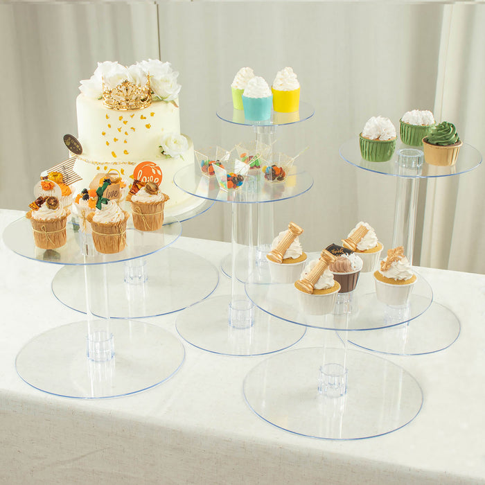 6-Tier Clear Acrylic Cake Stand Set, Cupcake Holder Dessert Pedestals
