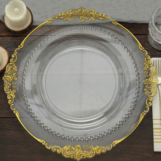 Classic and Stylish Clear Beaded Rim Disposable Dinner Plates