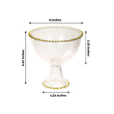 8inch Clear Footed Glass Trifle Bowl Dessert Display Stand With Gold Beaded Trim, Compote Pedestal